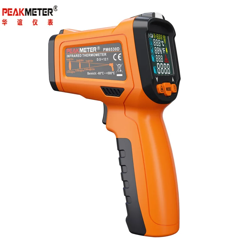 PEAKMETER PM6530D LCD Display Handheld Infrared Thermometer Gun -50~800 Humidity meter and Dew Point IRT K type Ambient UV Light
PEAKMETER PM6530D LCD Display Handheld Infrared Thermometer Gun -50~800 Humidity meter and Dew Point IRT K type Ambient UV Light