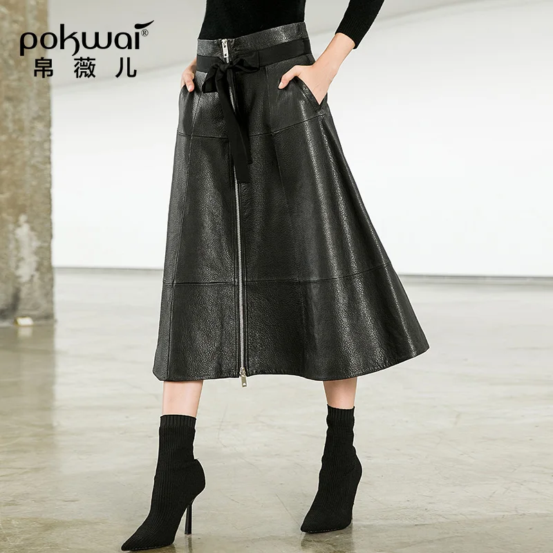 POKWAI Leather Skirt Female 2018 New Bow Tie With Stitching In The Long Paragraph Wild Sheep Skin a Word Skirt
POKWAI Leather Skirt Female 2018 New Bow Tie With Stitching In The Long Paragraph Wild Sheep Skin a Word Skirt