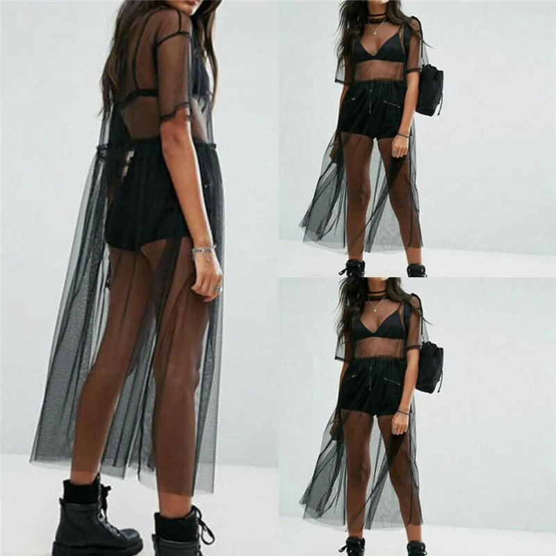 NEW Womens Black See-through Mesh Dress Sheer Maxi Bikini Cover Up Tulle Lace Beachwear Swimwear
NEW Womens Black See-through Mesh Dress Sheer Maxi Bikini Cover Up Tulle Lace Beachwear Swimwear