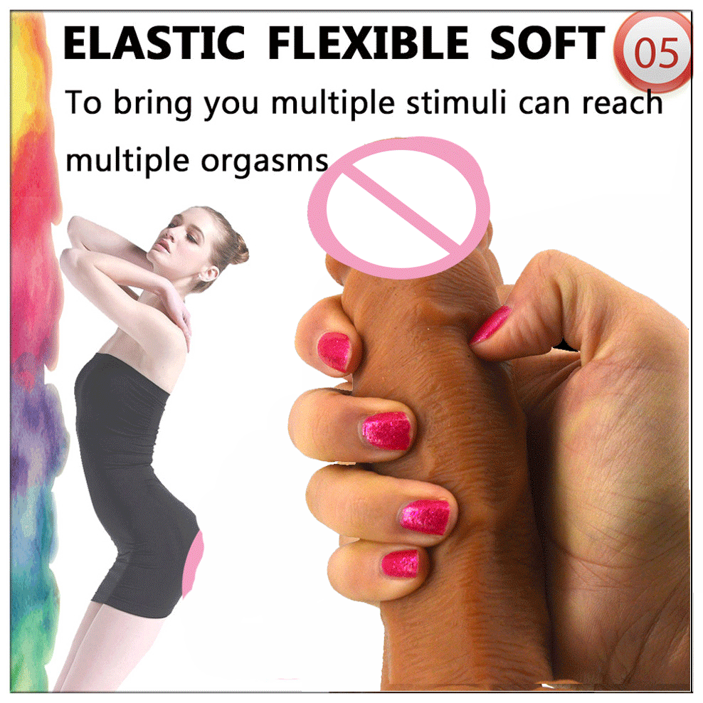 Double layer silicone dildo imitation of human penis design flirtatious sex products for couples sex toy shop