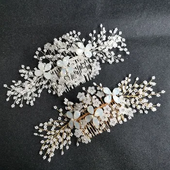 SLBRIDAL Gold Handmade Wired Crystal Rhinestone Pearls Flower Wedding Hair Comb Bridal Headpieces Hair Accessories Women Jewelry
SLBRIDAL Gold Handmade Wired Crystal Rhinestone Pearls Flower Wedding Hair Comb Bridal Headpieces Hair Accessories Women Jewelry