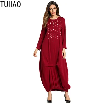 Nailed Pearl Beading Middle East Muslim Robe Woman's Clothes Long Dresses Wine-red Long Sleeve Elegant Maxi Dresses T5705
Nailed Pearl Beading Middle East Muslim Robe Woman's Clothes Long Dresses Wine-red Long Sleeve Elegant Maxi Dresses T5705