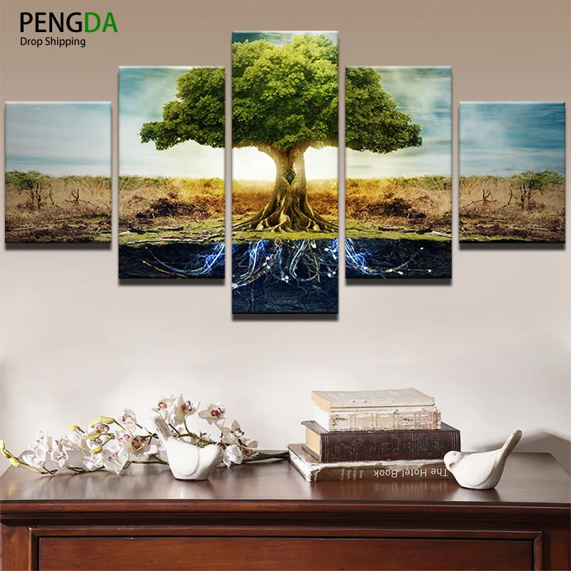 Canvas Wall Art Posters Prints Painting Abstract Pictures Frame 5 Panel Root Of The Tree Landscape For Room Home Decor PENGDA
Canvas Wall Art Posters Prints Painting Abstract Pictures Frame 5 Panel Root Of The Tree Landscape For Room Home Decor PENGDA
