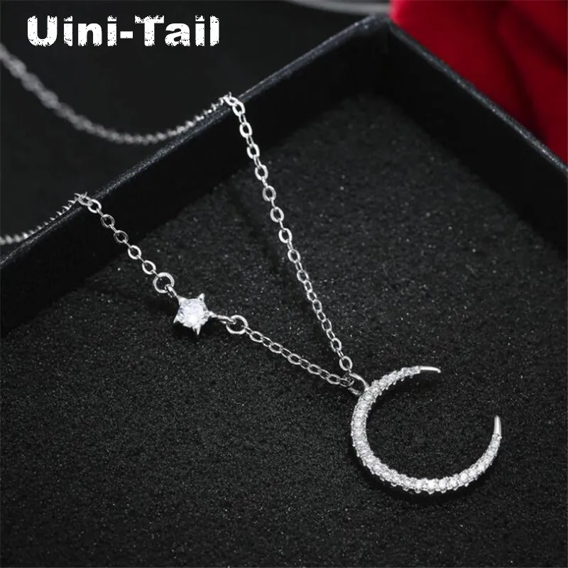 Uini-Tail hot new 925 sterling silver Korean temperament star and moon micro-inlaid necklace fashion trend sweet romantic GN841
Uini-Tail hot new 925 sterling silver Korean temperament star and moon micro-inlaid necklace fashion trend sweet romantic GN841