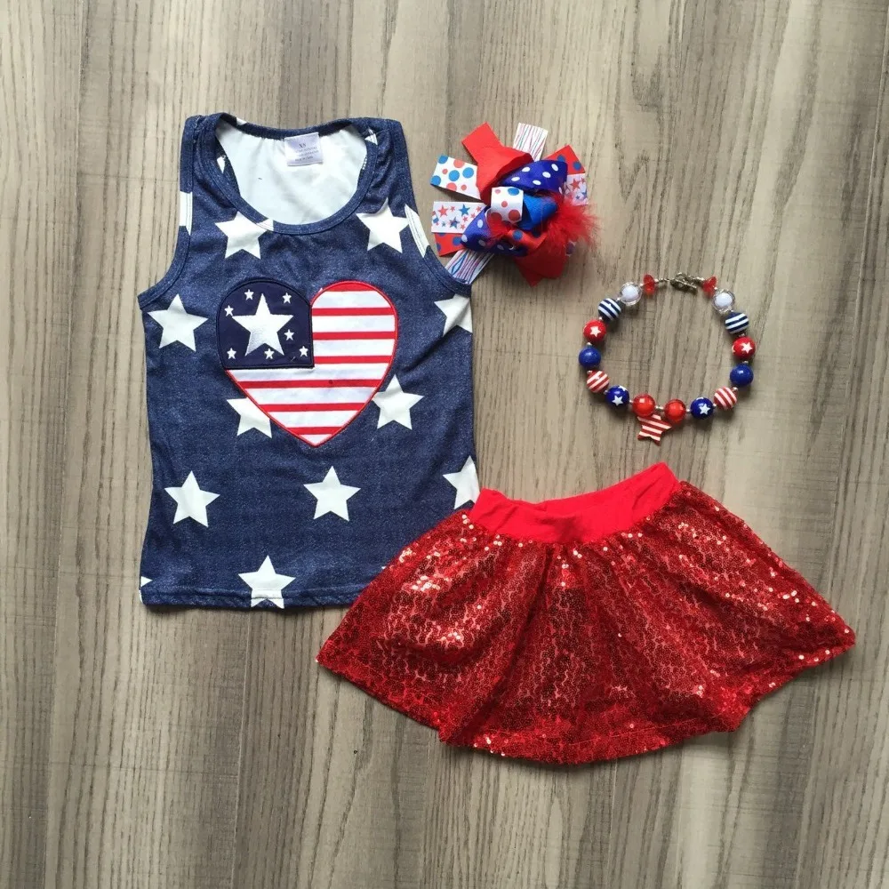 baby girls summer july 4th outfits Independence Day outfits heart-shaped us flag top red sequins shining dress with accessories
baby girls summer july 4th outfits Independence Day outfits heart-shaped us flag top red sequins shining dress with accessories
