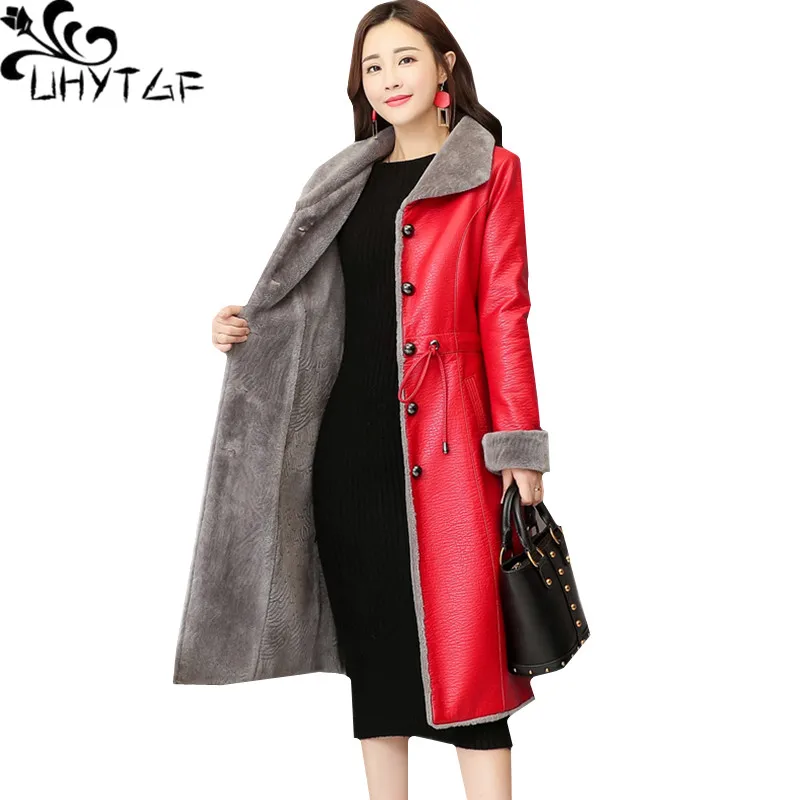 UHYTGF M-5XL luxury Genuine Leather leather jacket Women Autumn Winter Plus velvet Thicken Warm Outerwear long leather coat 954
UHYTGF M-5XL luxury Genuine Leather leather jacket Women Autumn Winter Plus velvet Thicken Warm Outerwear long leather coat 954