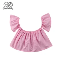 0-24 M nouveau-né bébé filles princesse à volants épaule hors Sweat coton haut court d'été Sunsuit Blouses(China)