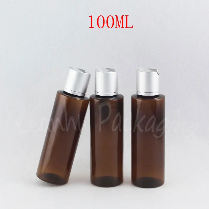 100ML Brown Plastic Bottle With Silver Cap 100CC Shampoo / Lotion Packaging Empty Cosmetic Container ( 50 PC/Lot ) | Красота и