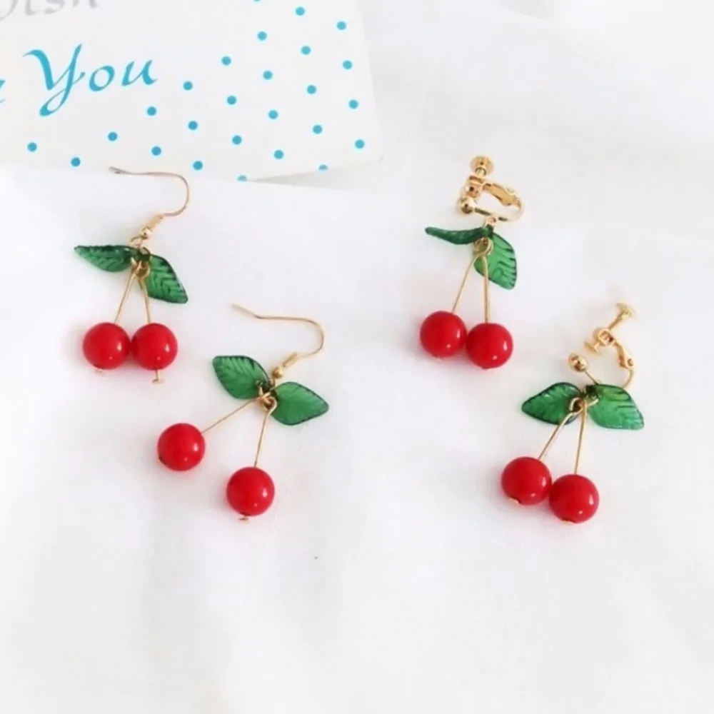 Sweet fruit fresh cherry eardrop female fashion youth beautiful girl students drop earrings birthday present
Sweet fruit fresh cherry eardrop female fashion youth beautiful girl students drop earrings birthday present
