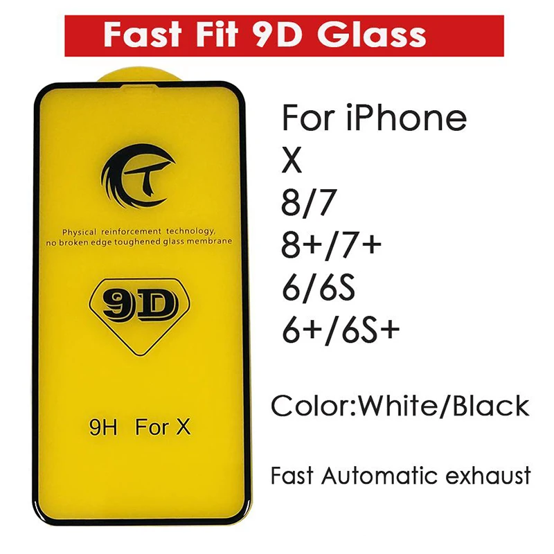 100PCS Fast Fit 9D Tempered Glass film Screen Protector for iPhone XR XS MAX X 7 8 PLUS 6 6Ps 6 Plus Full Cover Front Film
100PCS Fast Fit 9D Tempered Glass film Screen Protector for iPhone XR XS MAX X 7 8 PLUS 6 6Ps 6 Plus Full Cover Front Film