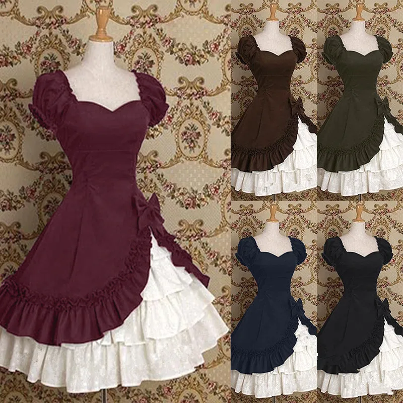 Womens Classic Lolita Dress Hot Gothic Black Layered Lace-Up Cotton Short Sleeves Cosplay Costumes Lolita Dress Party Halloween
Womens Classic Lolita Dress Hot Gothic Black Layered Lace-Up Cotton Short Sleeves Cosplay Costumes Lolita Dress Party Halloween