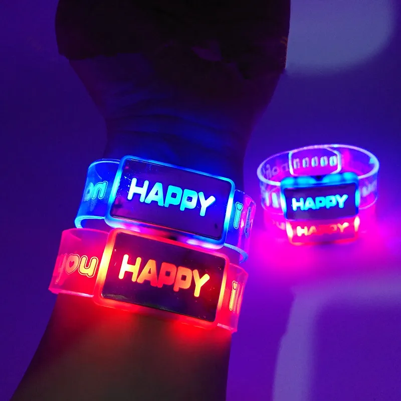 LED Light Up Watch Bracelets Bangle Flashing Blinking HAPPY Wristbands Kids Children Bar Disco Party Dress Decor Halloween
LED Light Up Watch Bracelets Bangle Flashing Blinking HAPPY Wristbands Kids Children Bar Disco Party Dress Decor Halloween