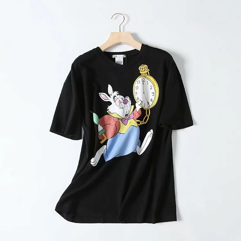 Loose Rabbit watc Printed Tees Womens Cartoon Animal Printed Tops Women Graphic Summer Tees Female Black Couple Tops EB5
Loose Rabbit watc Printed Tees Womens Cartoon Animal Printed Tops Women Graphic Summer Tees Female Black Couple Tops EB5