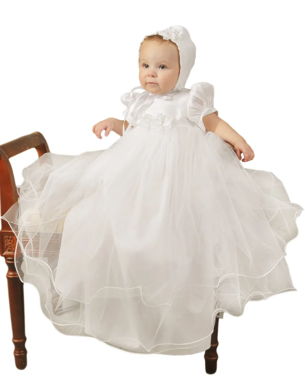 Hot Baby Girl Dresses Solid Short Sleeves Formal Puff Sleeves Flowers A-Line Back Button With Hat Christening Gowns Vestidos 
Hot Baby Girl Dresses Solid Short Sleeves Formal Puff Sleeves Flowers A-Line Back Button With Hat Christening Gowns Vestidos