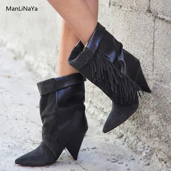 New Spike Heels Genuine Leather Suede Women Ankle Boots Tassel Slip on Female Shoes Spring Runway Pointed Toe Fringe Women Boots
New Spike Heels Genuine Leather Suede Women Ankle Boots Tassel Slip on Female Shoes Spring Runway Pointed Toe Fringe Women Boots