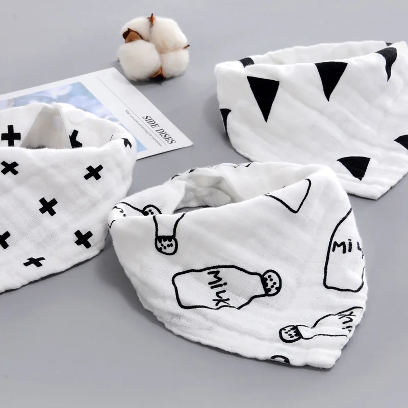 Фото Milk Bottle Print Baby Saliva Towel Infant Kids Triangle Head Scarf Bandana Feeding Bib Cloth Bibs Burp | Мать и ребенок