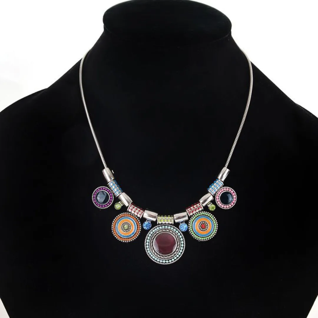 Vintage Choker Pendants&Necklace Crystal Boho Necklaces Ethnic Bohemian Jewelry Statement Colorful Bijoux Femme Mujer