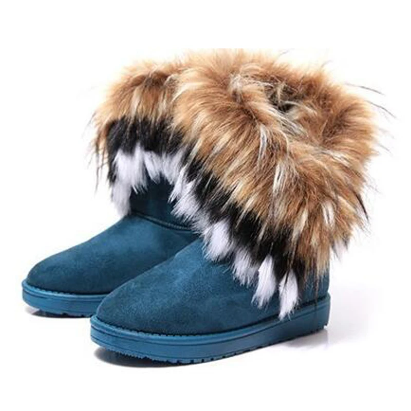 Tangnest Winter High Long Snow Boots Women Warm Artificial Fox Rabbit Fur Leather Tassel Ladies Shoes Woman Size 35-41 xwx219 | Обувь
