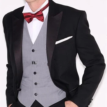 

Black wedding suits for groom men Tuxedo Mens Stage Wear For Singer 2017 Slim Fit Skinny Male Suit With Pants 6XL (Blazer+Pants)