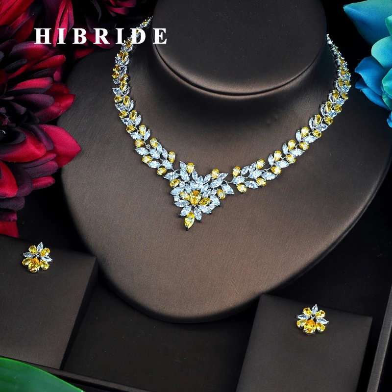 HIBRIDE Роскошные Сверкающие Желтые кубические циркониевые Ювелирные наборы серьги ожерелье набор женский свадебный Parure Bijoux подарки для вече...
HIBRIDE Роскошные Сверкающие Желтые кубические циркониевые Ювелирные наборы серьги ожерелье набор женский свадебный Parure Bijoux подарки для вече...
