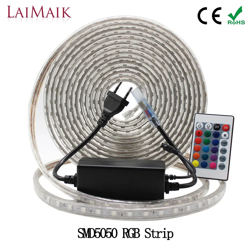 LAIMAIK SMD5050 LED Strip Light Waterproof RGB AC 220V 60leds/m led rgb strip lights with controller led strip outdoor plug IP67
LAIMAIK SMD5050 LED Strip Light Waterproof RGB AC 220V 60leds/m led rgb strip lights with controller led strip outdoor plug IP67