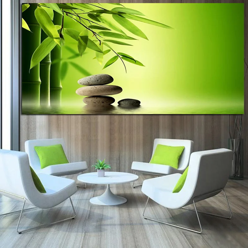 Print Zen Stones Bamboo Water Feng Shui Oil Painting Landscape on Canvas Cuadros Modern Wall Art Pictures for Living Room Sofa