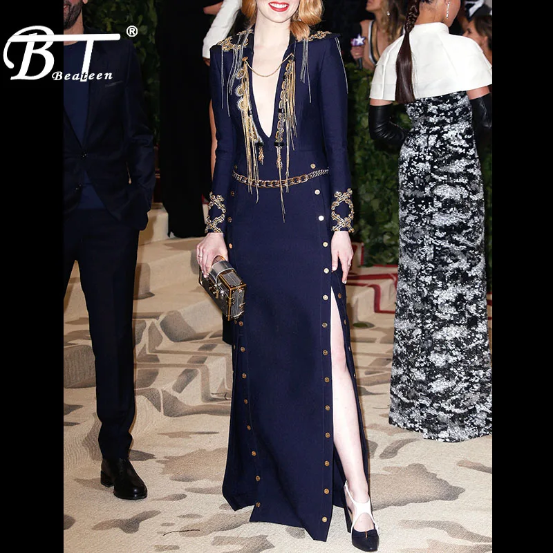 Beateen 2018 New Celebrity Style Dresses Long SLeeve Deep V Vintage Chains Slit Floor-Length Dress Gown Sexy
Beateen 2018 New Celebrity Style Dresses Long SLeeve Deep V Vintage Chains Slit Floor-Length Dress Gown Sexy