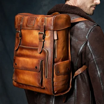 Top Quality Large Capacity Moto Biker Travel Bags Collegebags Retro Backpack Luxury Mens Cow Leather backpack computer Bag
Top Quality Large Capacity Moto Biker Travel Bags Collegebags Retro Backpack Luxury Mens Cow Leather backpack computer Bag