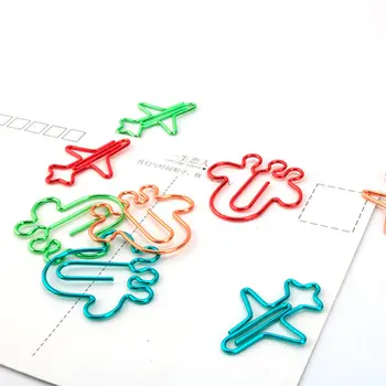 

Coloffice 12PCS/Box Cute Aircraft Multicolored Bookmark Paper Clips For Student Ticket Holder DIY Metal Plating Kids Stationery