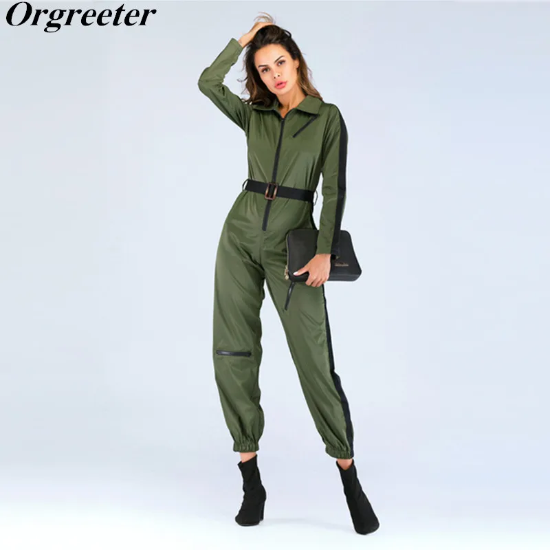 2019 Fall Fashion Front Zip ArmyGreen Long Sleeve Jumpsuit Women Retro Color matching Jumpsuit Romper Belt Beam Casual Pants
2019 Fall Fashion Front Zip ArmyGreen Long Sleeve Jumpsuit Women Retro Color matching Jumpsuit Romper Belt Beam Casual Pants