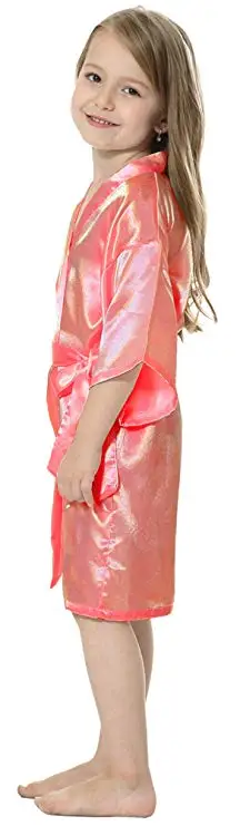 Kids Solid Satin Rayon Kimono Robe Bridesmaid Solid Bathrobe Children Nightgown Sleepwear Dressing Gown Kids Solid Satin Rayon Kimono Robe Bridesmaid Solid Bathrobe Children Nightgown Sleepwear Dressing Gown