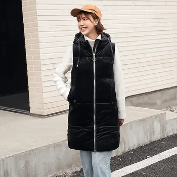 2019 New Autumn Winter Padded Coats Women Causal Hooded Zipper Fashion Velvet Vest Jacket Female Sleeveless Mid Long Coats YH380
2019 New Autumn Winter Padded Coats Women Causal Hooded Zipper Fashion Velvet Vest Jacket Female Sleeveless Mid Long Coats YH380