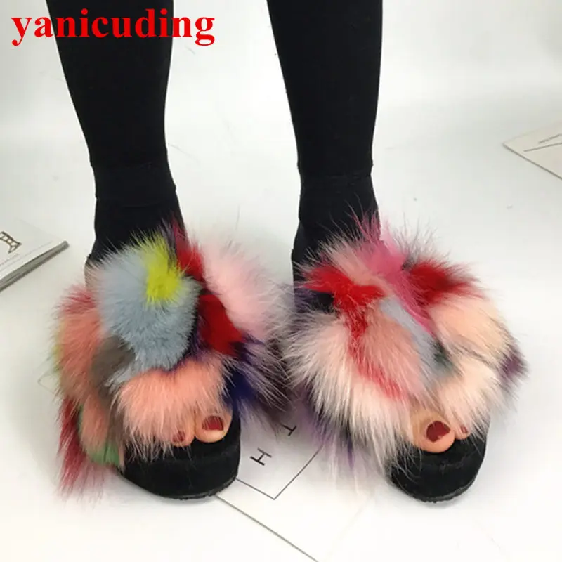 Women Slipper Colorful Rainbow Color Women Slides Open Toe Fur Embellished Flats Brand Runway Star Spring Autumn Trendy Shoes
Women Slipper Colorful Rainbow Color Women Slides Open Toe Fur Embellished Flats Brand Runway Star Spring Autumn Trendy Shoes