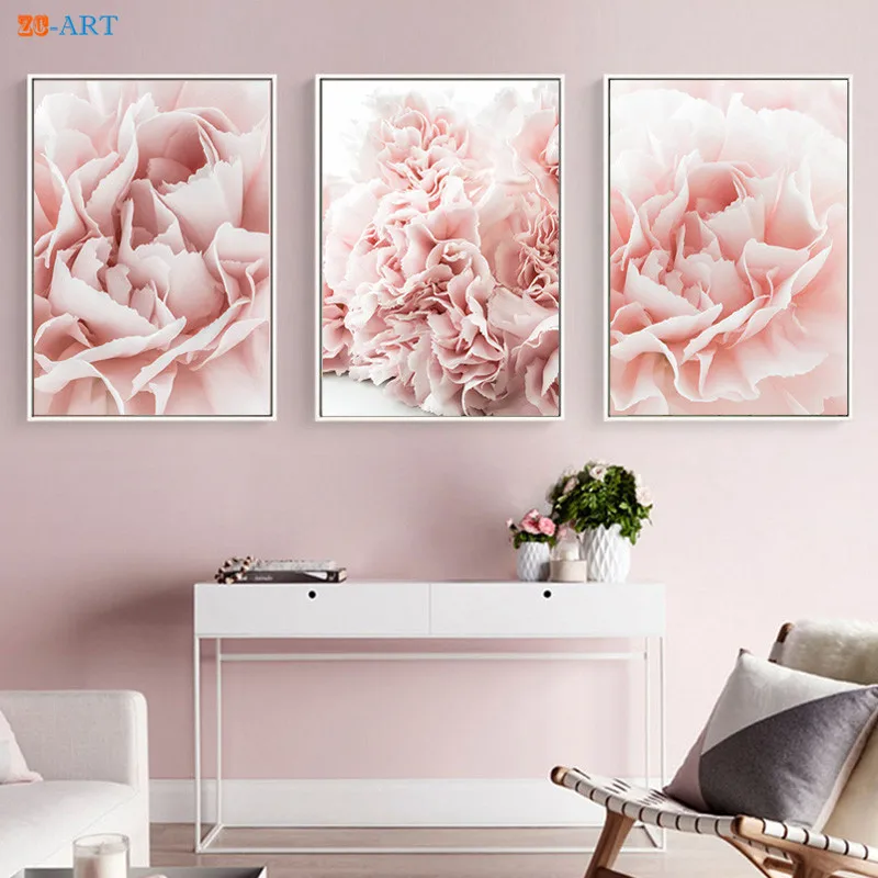 Pink Flowers Contemporary Modern Floral SINGLE CANVAS WALL ART Picture Print