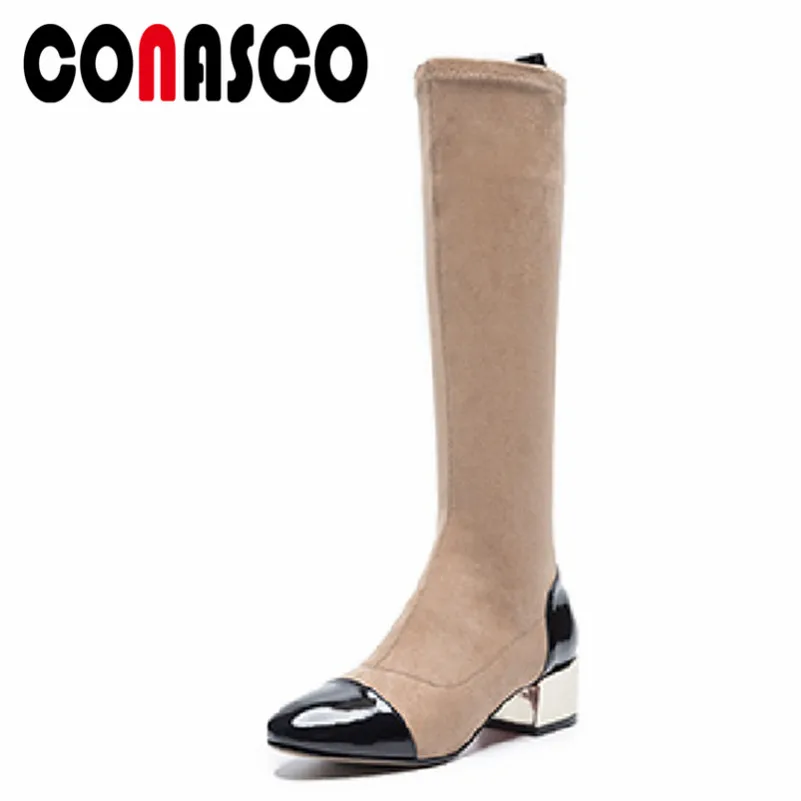 CONASCO New Arrival Women Knee High Boots Autumn Winter Warm Square Heels Shoes Round Toe Genuine Leather Office Career Boots 
CONASCO New Arrival Women Knee High Boots Autumn Winter Warm Square Heels Shoes Round Toe Genuine Leather Office Career Boots