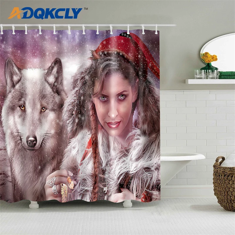 3D Female&Wolf Polyester Bathroom Curtain Eco-Friendly Printed Waterproof Shower Curtain for Bathing with 12pcs C-Type Hooks
3D Female&Wolf Polyester Bathroom Curtain Eco-Friendly Printed Waterproof Shower Curtain for Bathing with 12pcs C-Type Hooks
