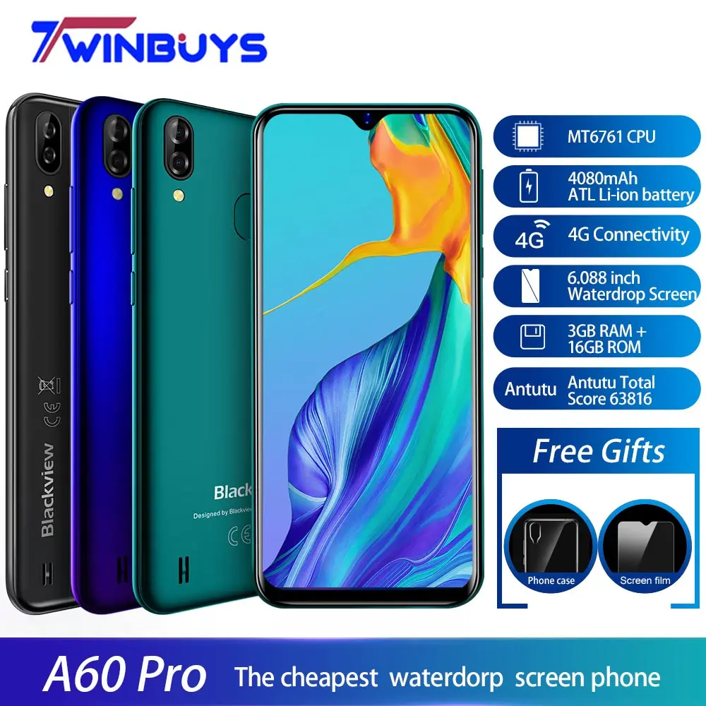 Blackview A60 Pro Smartphone MTK6761 Quad Core Android 9.0 4080mAh Cellphone 3GB+16GB Waterdrop Screen Face ID 4G Mobile Phone
Blackview A60 Pro Smartphone MTK6761 Quad Core Android 9.0 4080mAh Cellphone 3GB+16GB Waterdrop Screen Face ID 4G Mobile Phone