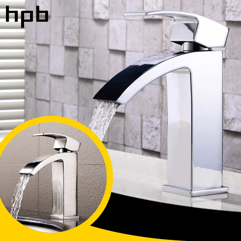 

HPB Waterfall Basin Faucet Bathroom Sink Tap Mixer Single Lever Single Handle Chrome & Brushed Finish Hot And Cold Water HP3A11