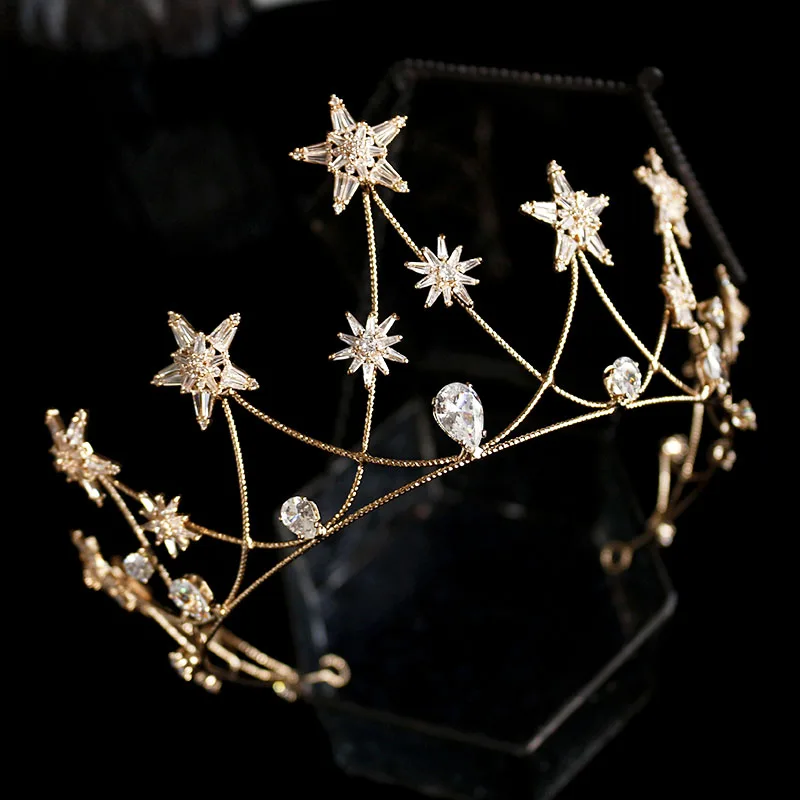 Rosebridalpark AAA Zircon Tiaras Zirconia CZ Gold Star Bridal Headpieces Crowns Party Wedding Hair Accessories coroa de noiva
Rosebridalpark AAA Zircon Tiaras Zirconia CZ Gold Star Bridal Headpieces Crowns Party Wedding Hair Accessories coroa de noiva