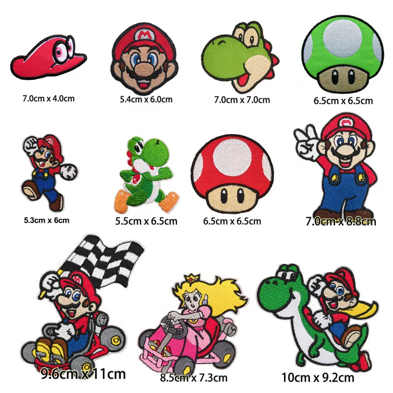 Super Mario, Cappy, Peach, Yoshi, mushroom embroidered iron on patch, Game character clothing DIY applique wholesale
Super Mario, Cappy, Peach, Yoshi, mushroom embroidered iron on patch, Game character clothing DIY applique wholesale