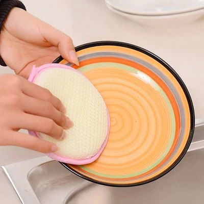 

New Cheap Vogue Round Kitchen Sponge Dish Pots Scrubber Pad Washing Cleaning Tool, Kicthen Item Washing Towel for Dish