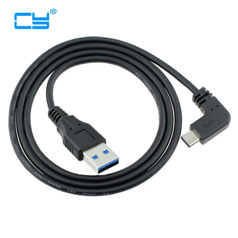 90 градусов правый угловой USB 3 1 Тип C Мужской USB-C для типа A кабель передачи данных м