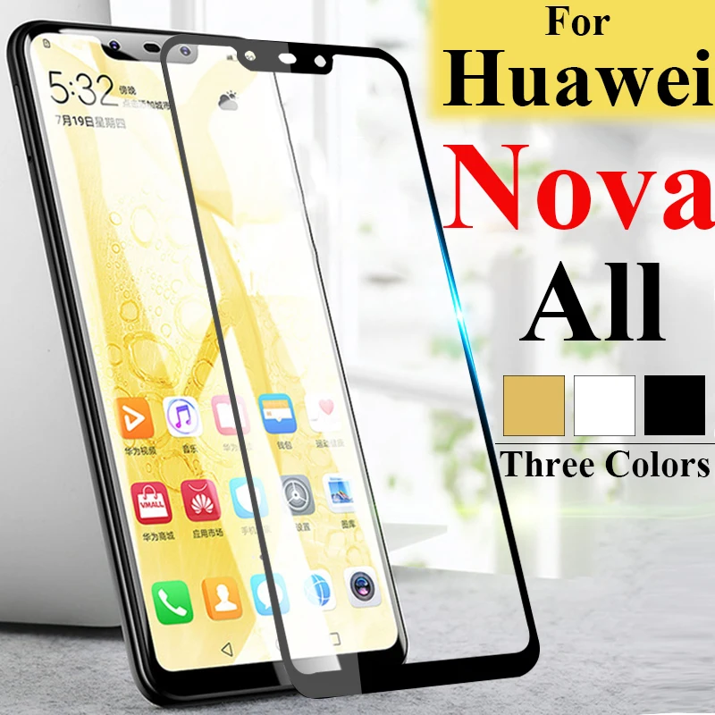 Protective glass on For Huawei nova 3 screen protector nova2 nova3 2i 2 plus 3i 3e hauwei huawey huavei tremp ii protection film | Мобильные