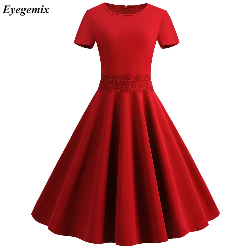 Women Party Dress Summer 50s 60S Retro Vintage Dress Red Lace Short Sleeve Elegant Casual Rockabilly Swing Midi Dress Plus Size
Women Party Dress Summer 50s 60S Retro Vintage Dress Red Lace Short Sleeve Elegant Casual Rockabilly Swing Midi Dress Plus Size