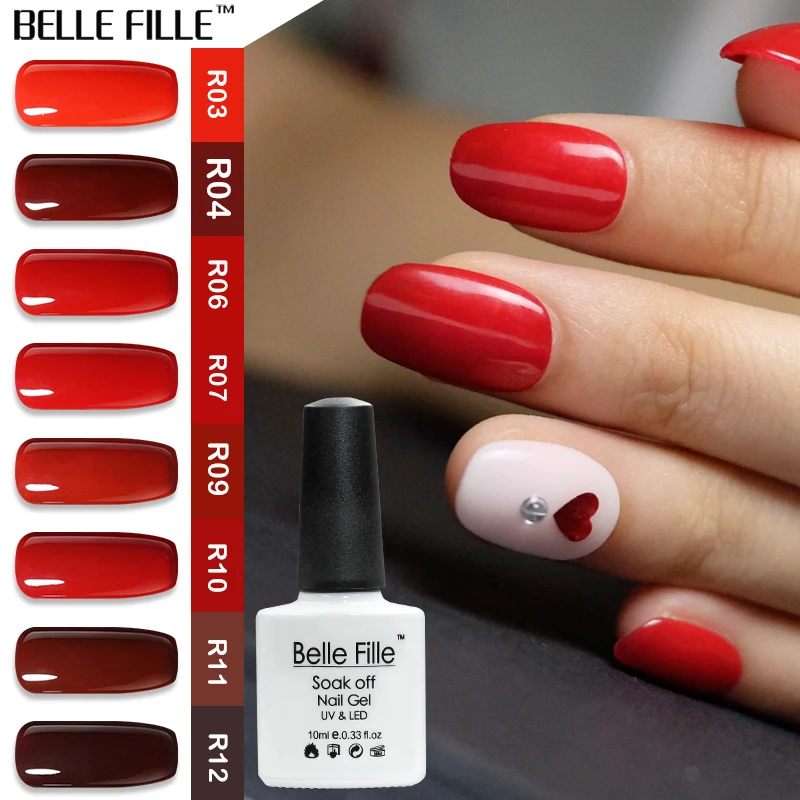 BELLE FILLE красного цвета УФ гель лак для ногтей 10 мл Гель-лак полировки серии