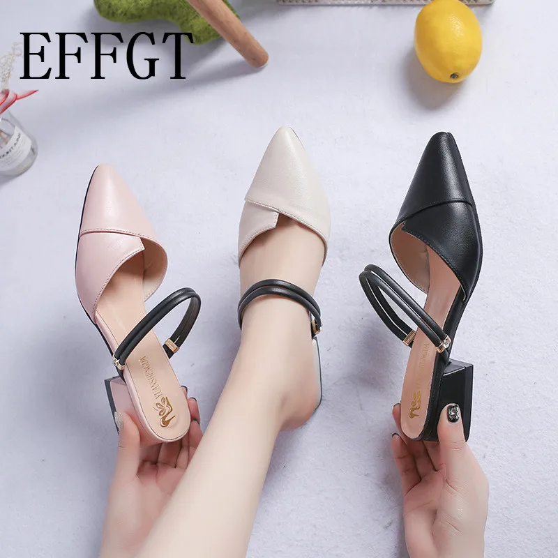 EFFGT Party Chic Women Mules Slipper Pointed Toe summer slipper Shallow mouth casual Sandals Black Beige Square heel Shoes K223
EFFGT Party Chic Women Mules Slipper Pointed Toe summer slipper Shallow mouth casual Sandals Black Beige Square heel Shoes K223