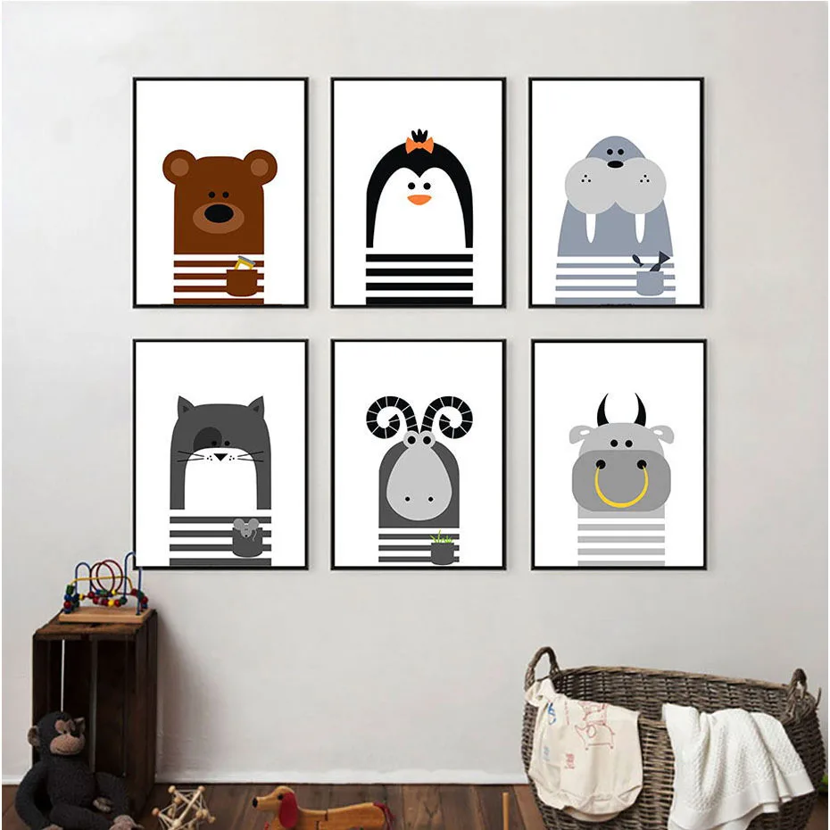 Cartoon animal rabbit bear pig poster and print art painting wall picture for children room decoration canvas painting A335
Cartoon animal rabbit bear pig poster and print art painting wall picture for children room decoration canvas painting A335