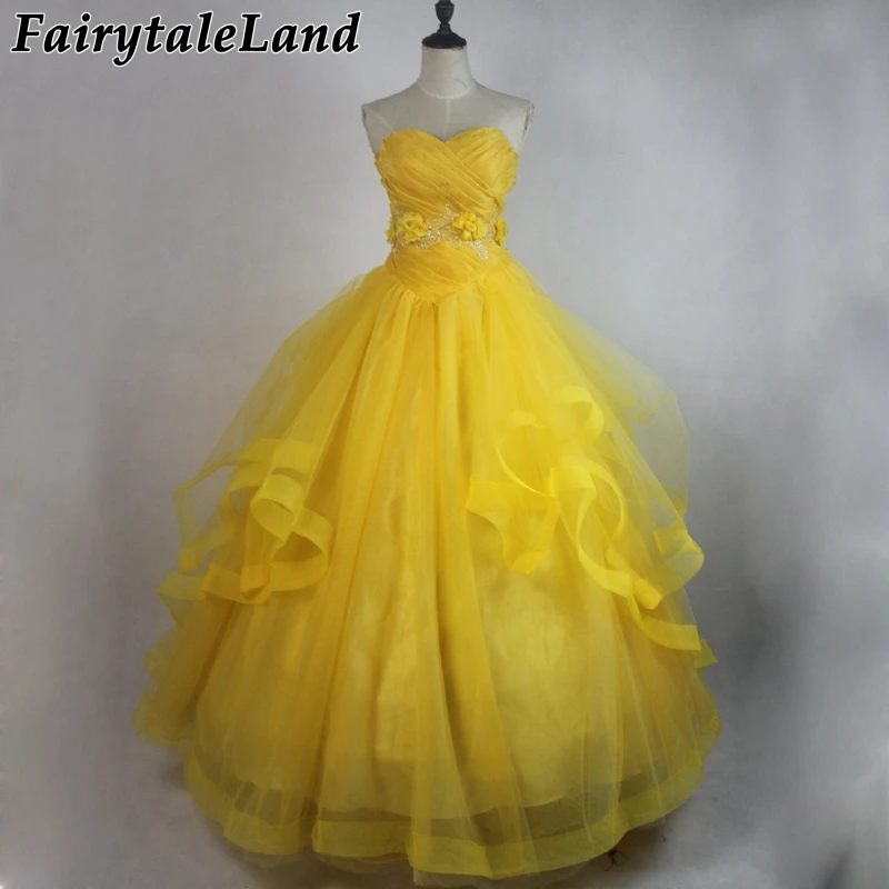 

Princess Belle cosplay costume Emma Watson Beauty and The Beast Belle dress Halloween costume adult women yellow Party dress