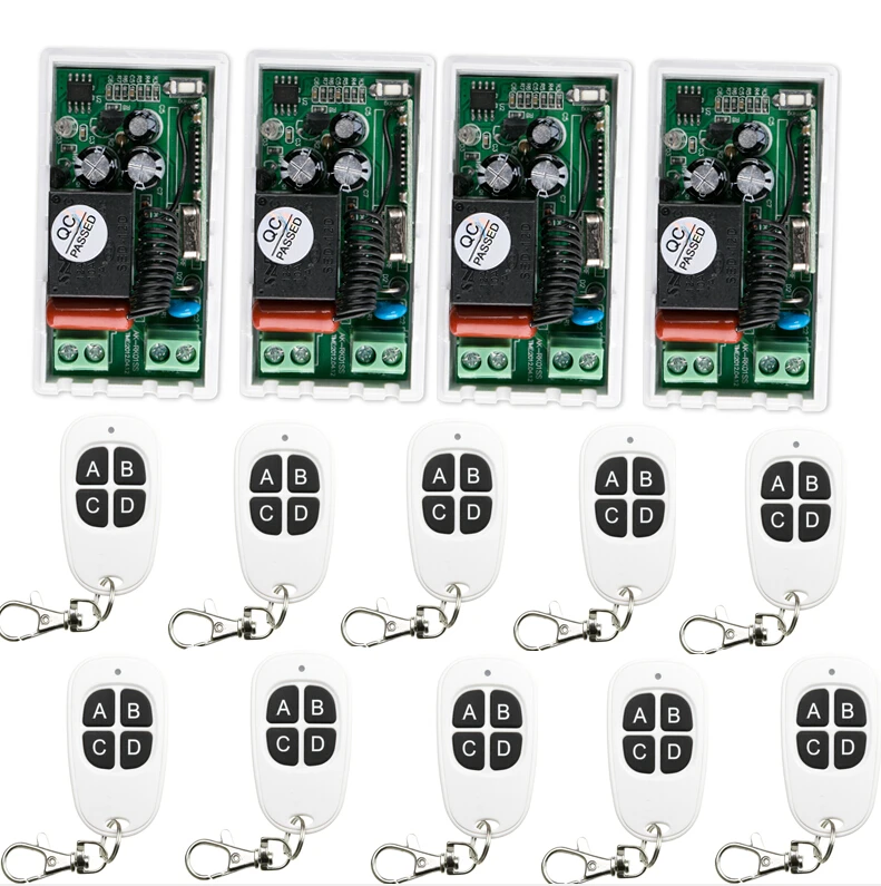 AC 220V 1 CH RF Wireless Remote Control Switch 4 receiver+10 transmitter Simple connection home appliances/lamp
AC 220V 1 CH RF Wireless Remote Control Switch 4 receiver+10 transmitter Simple connection home appliances/lamp