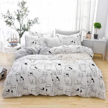 Cartoon Little white Black Cat cotton 3/4pcs Bedding Sets Refreshing Series Soft Bed Sheet Pillowcase twin queen Duvet Cover Set
Cartoon Little white Black Cat cotton 3/4pcs Bedding Sets Refreshing Series Soft Bed Sheet Pillowcase twin queen Duvet Cover Set
